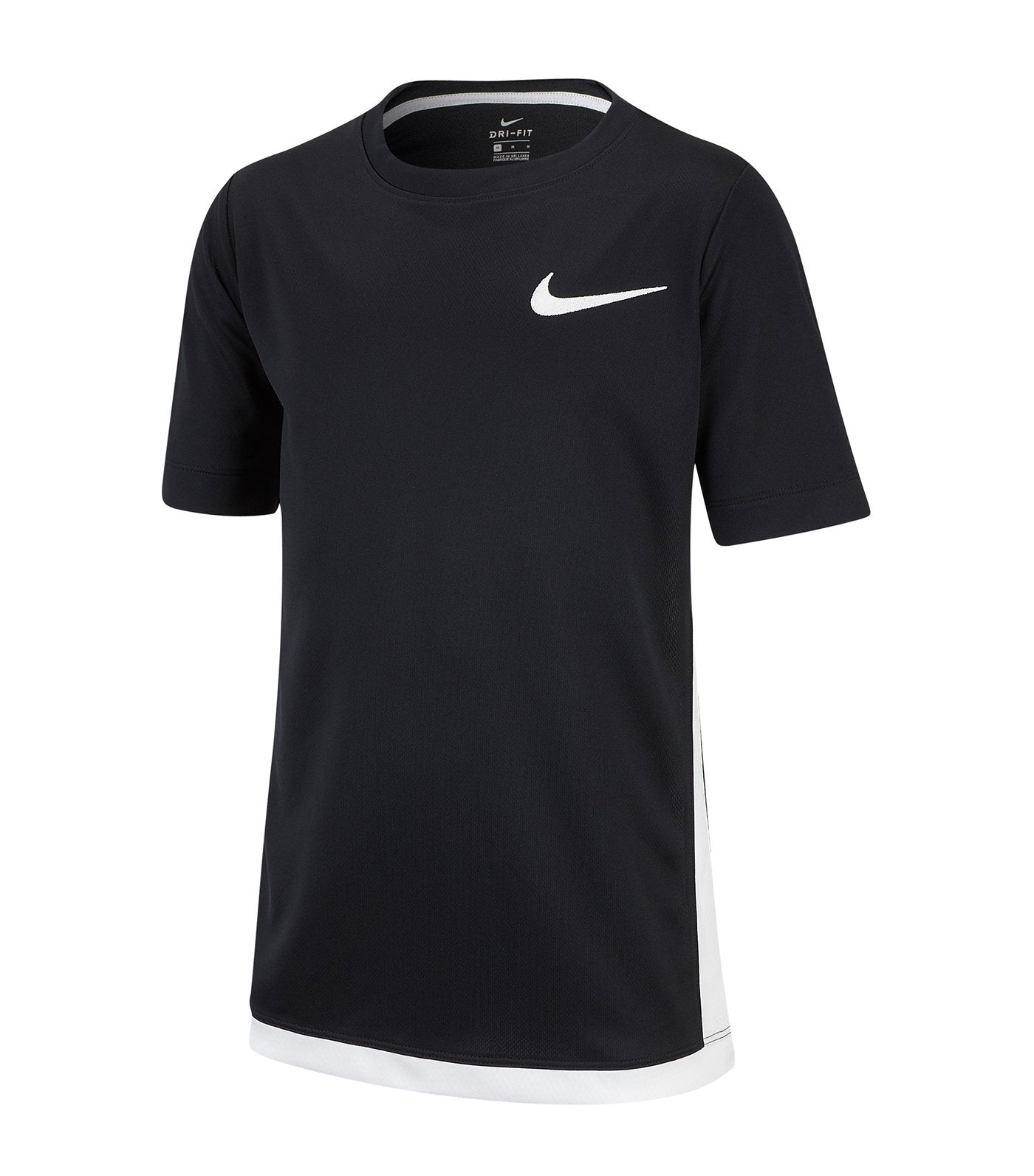 nike youth boys dry top short sleeves trophy black and white