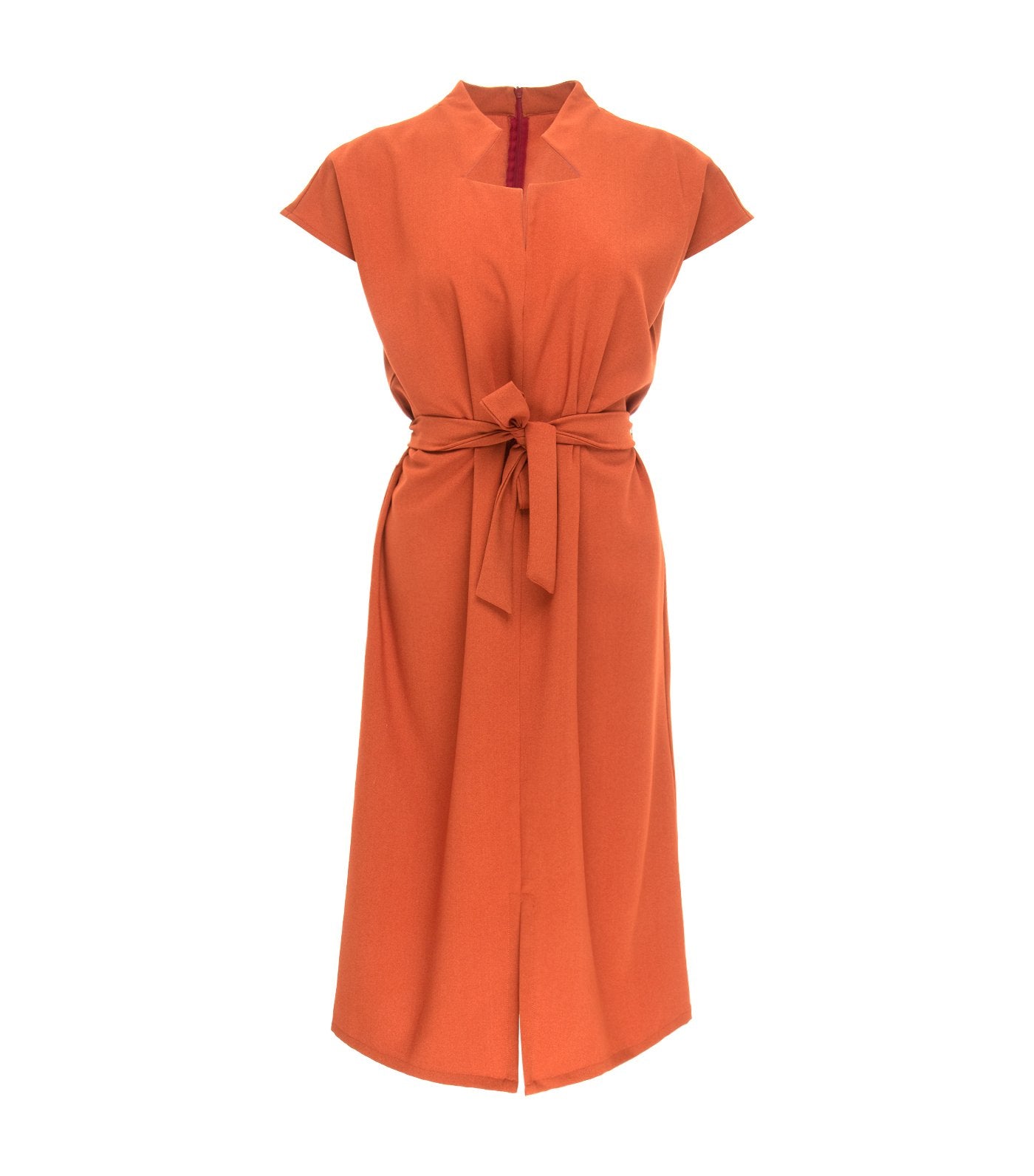 oleg cassini teresa short sleeve dress rust