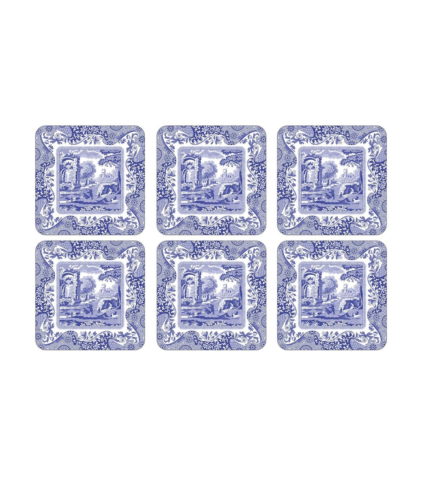 pimpernel spode blue italian coaster set of 6 (4"x4")