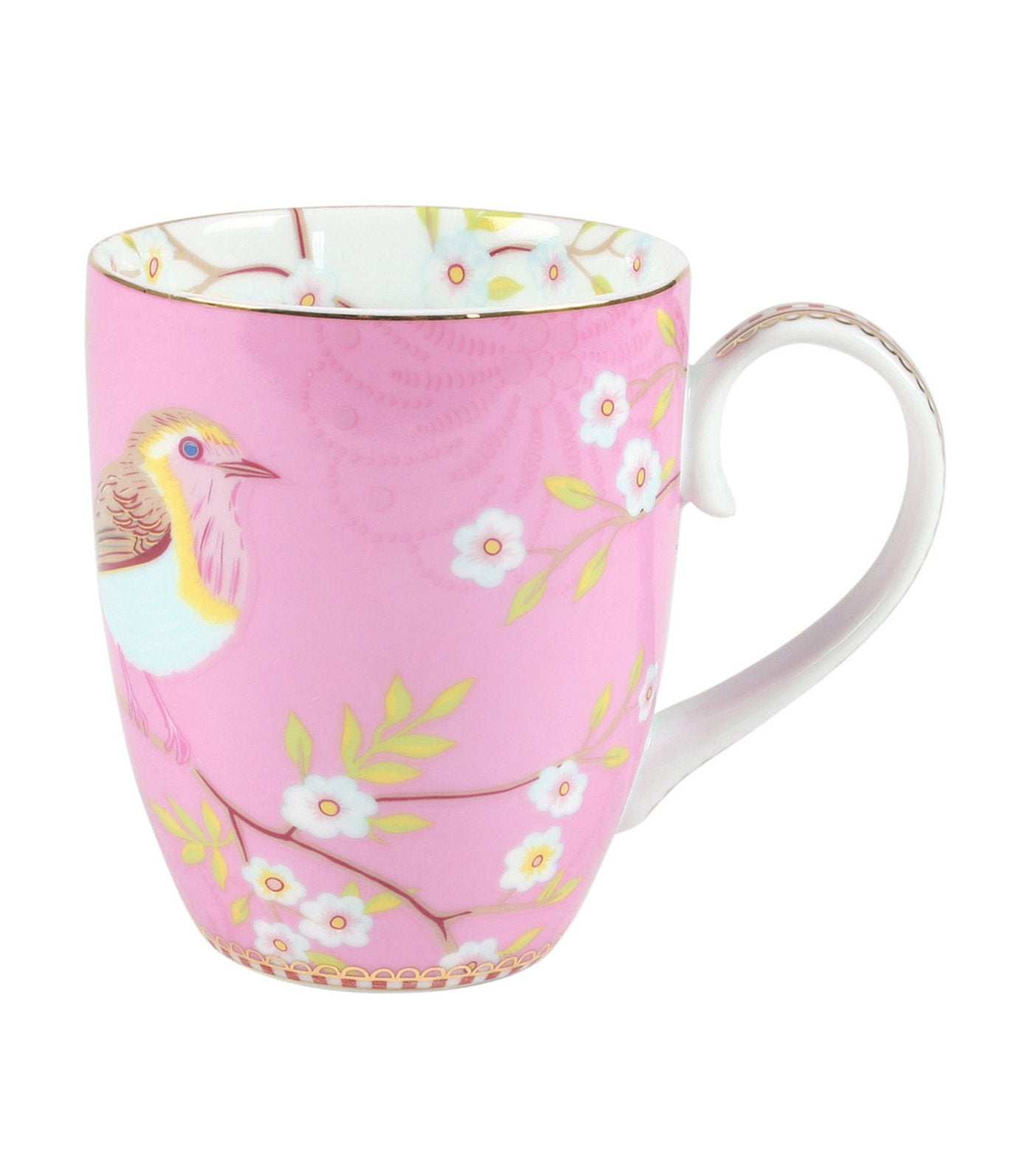 Pink Large Floral Mug With Early Bird Design