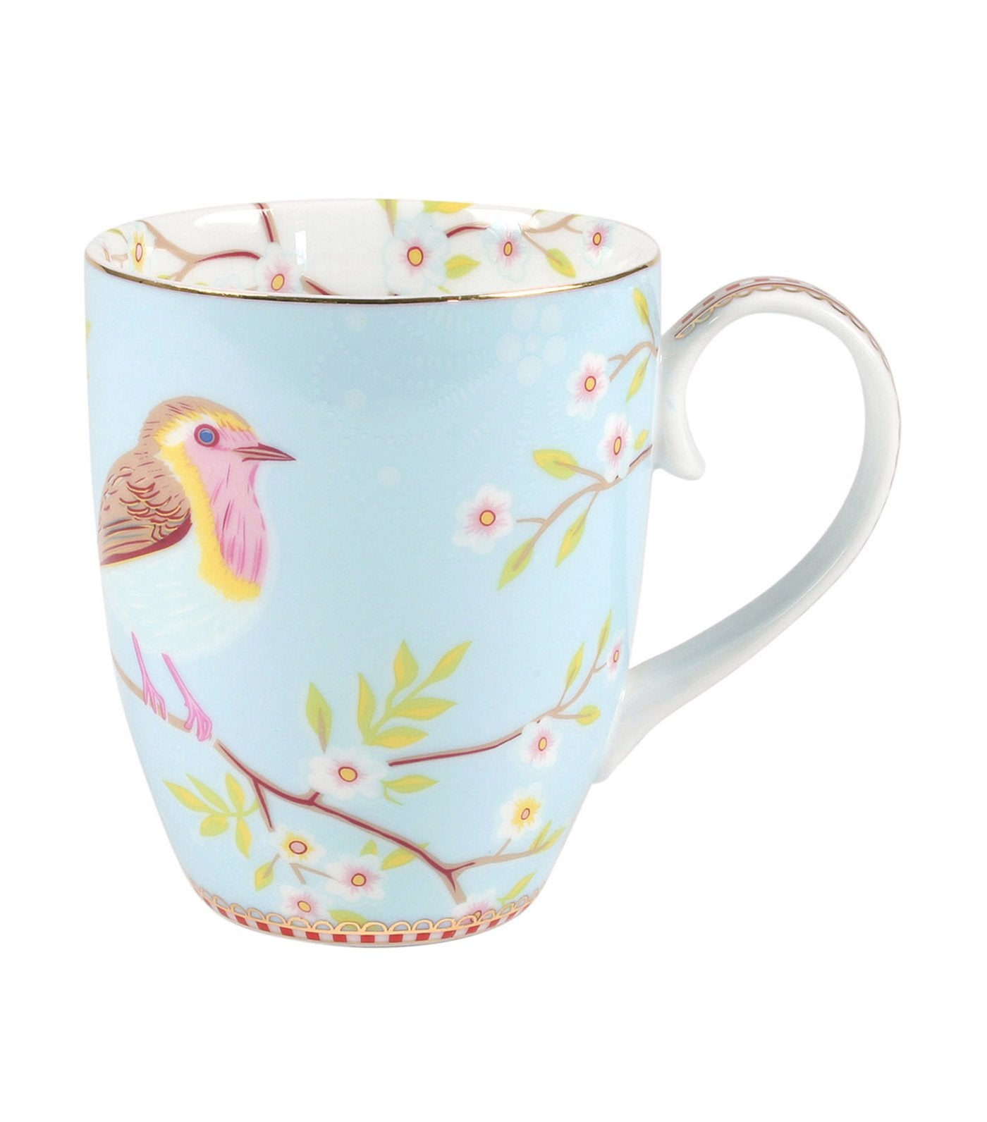 Blue Large Floral Mug With Early Bird Design