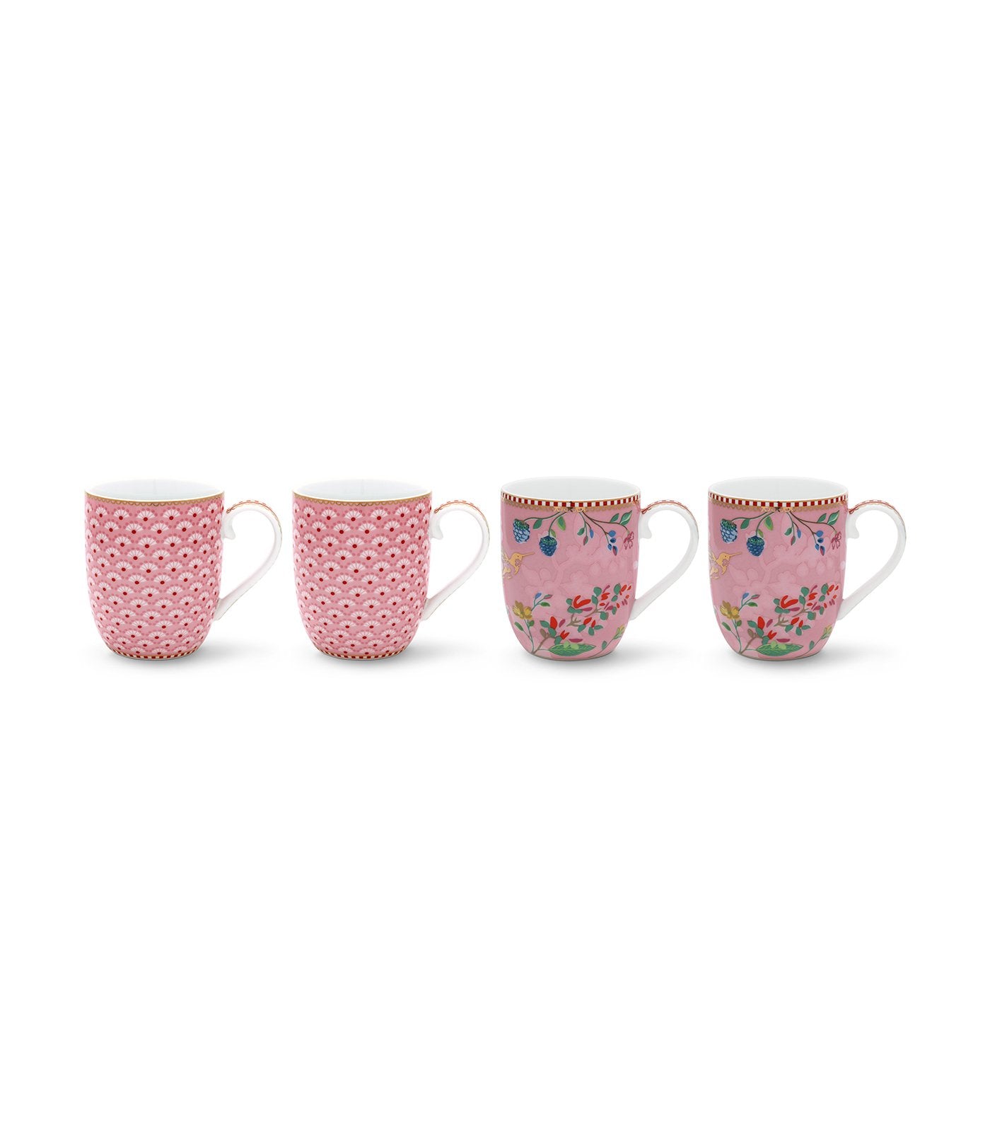 Pink Floral Set Of Small Mugs