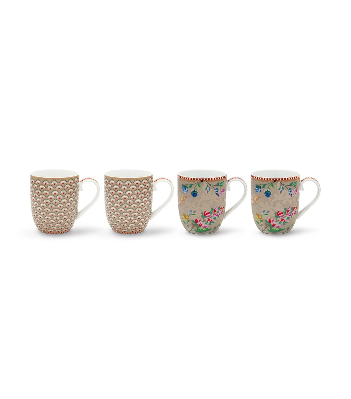 Khaki Floral Set Of Small Mugs