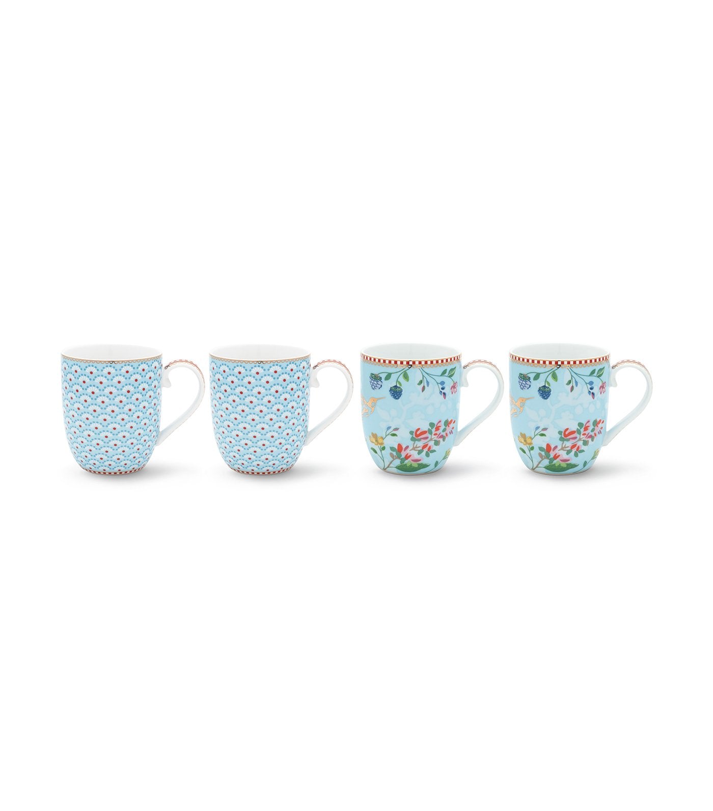 Blue Floral Set Of Small Mugs