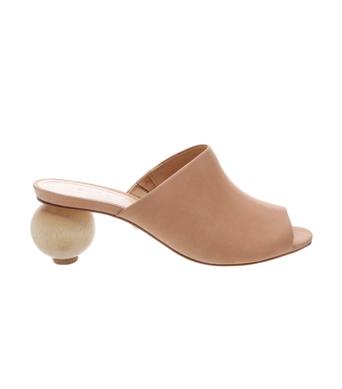 schutz honey brown mule statement wooden heel