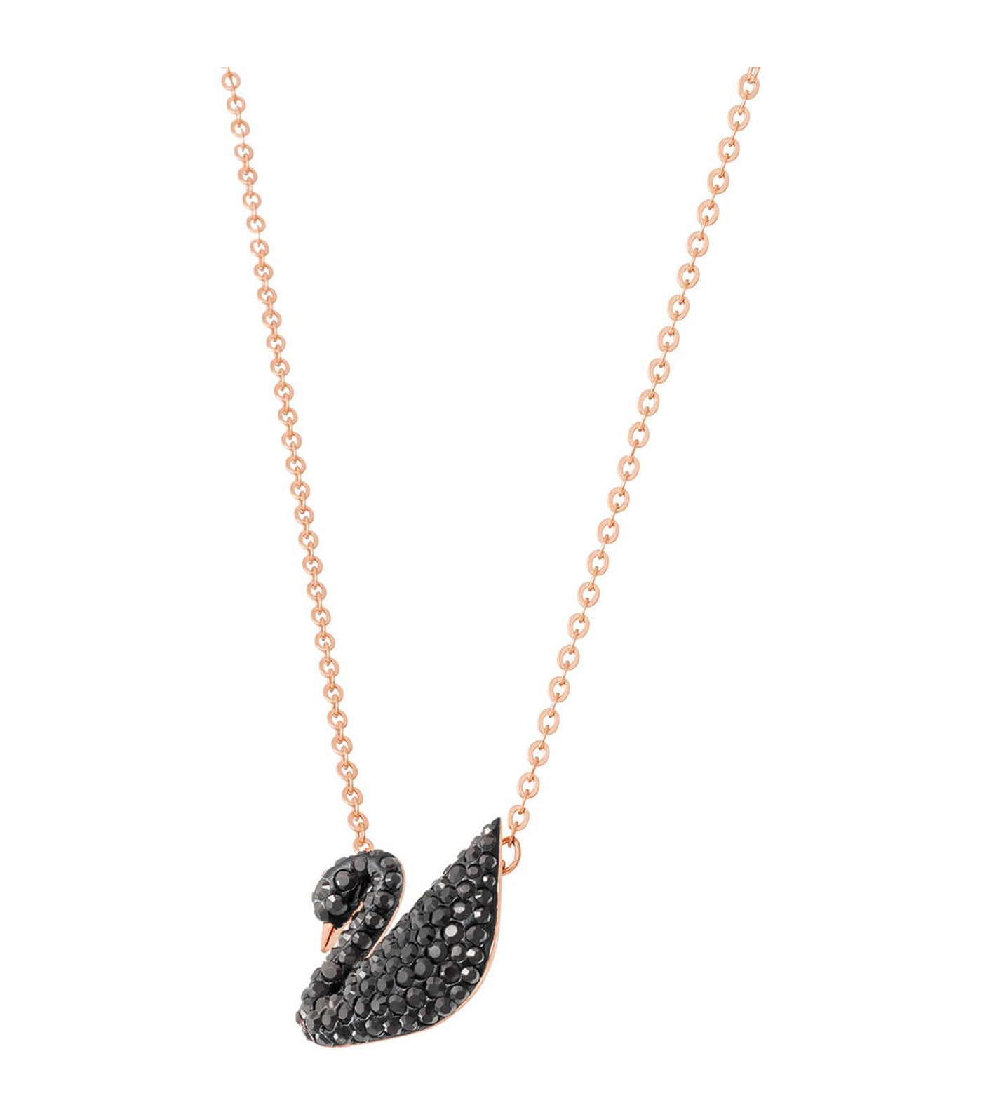 swarovski iconic swan black pendant necklace