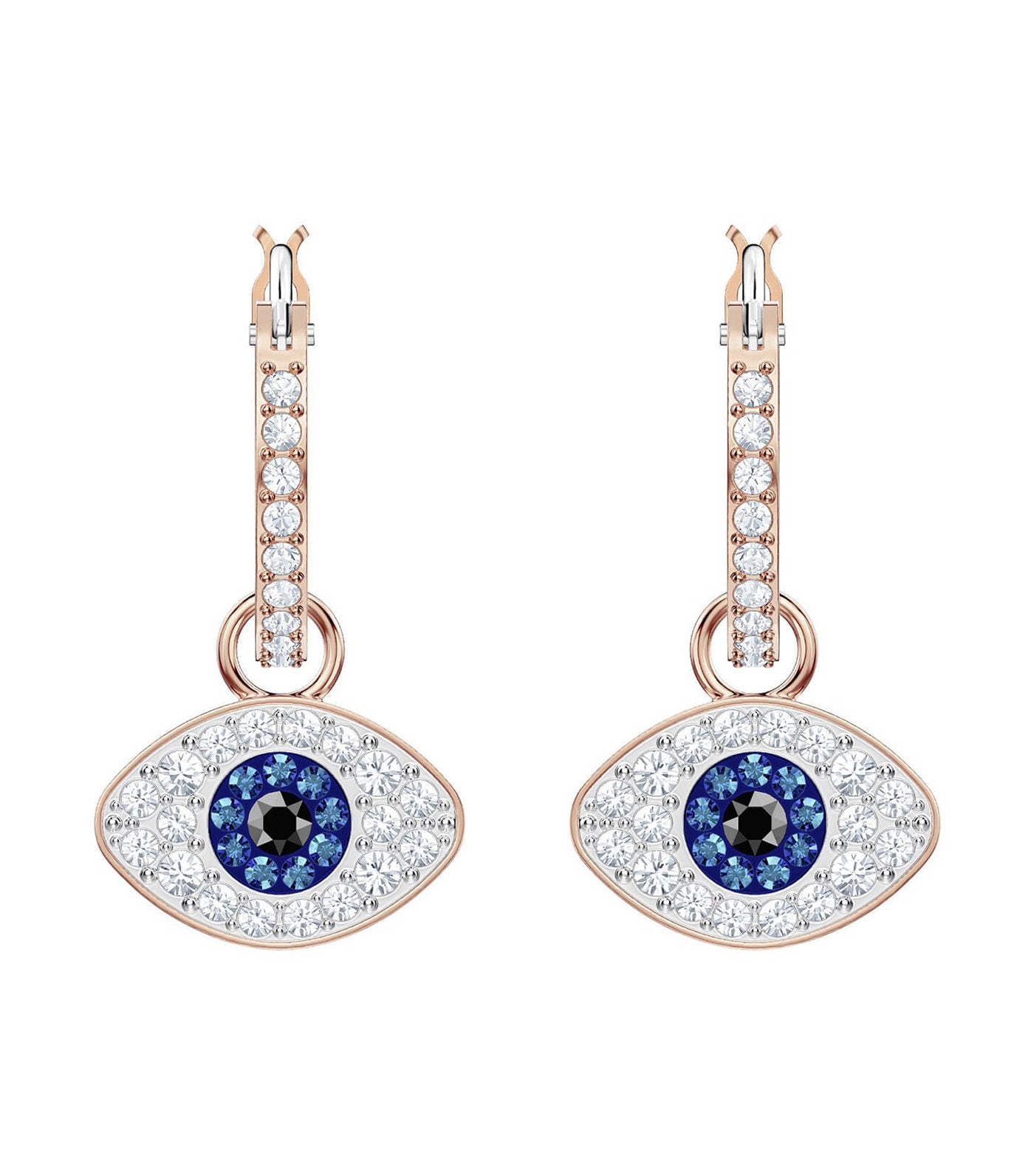 swarovski duo evil eye hoop pierced earrings