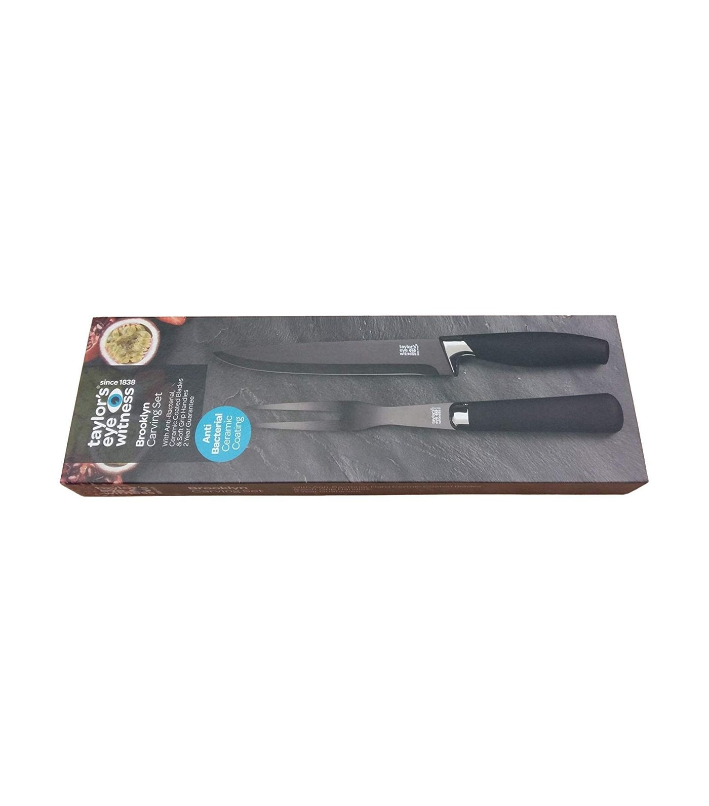 taylors eye witness two-piece brooklyn carving knife set in black and copper