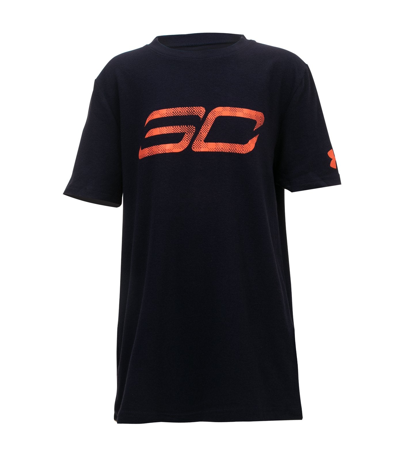 under armour navy and magma orange boys sc30 logo t-shirt