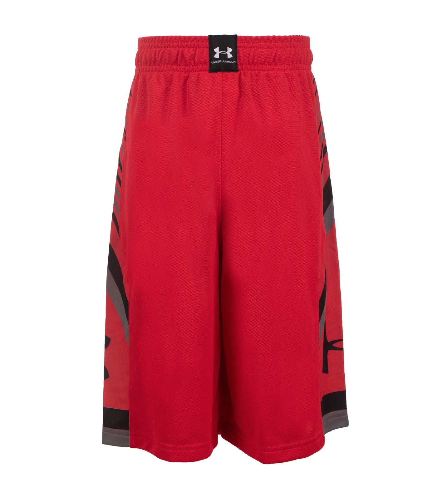 under armour red and black boys shorts space the floor