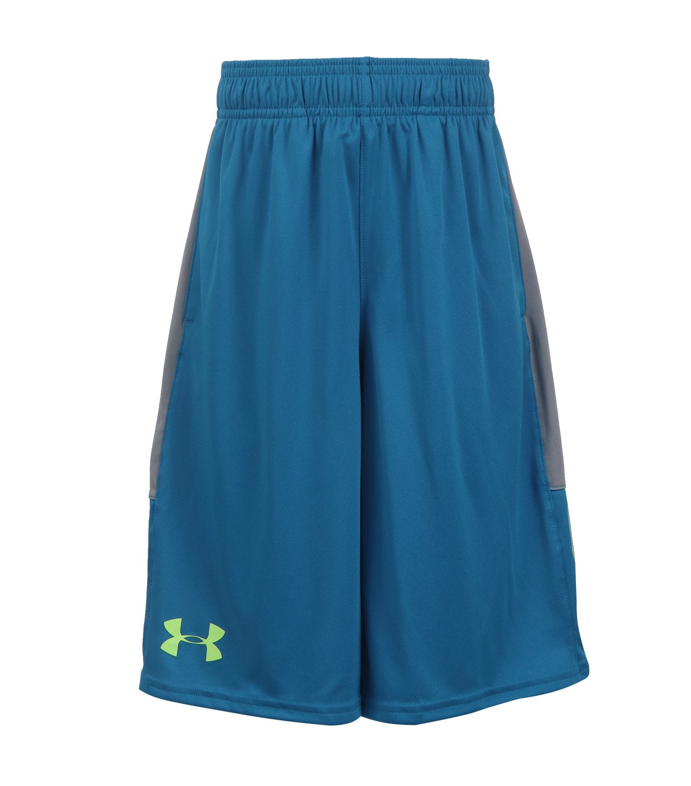 under armour blue and steel boys stunt shorts