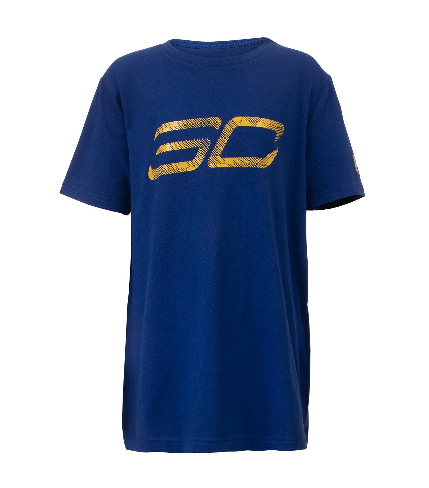 under armour royal blue and taxi yellow boys sc30 logo t-shirt