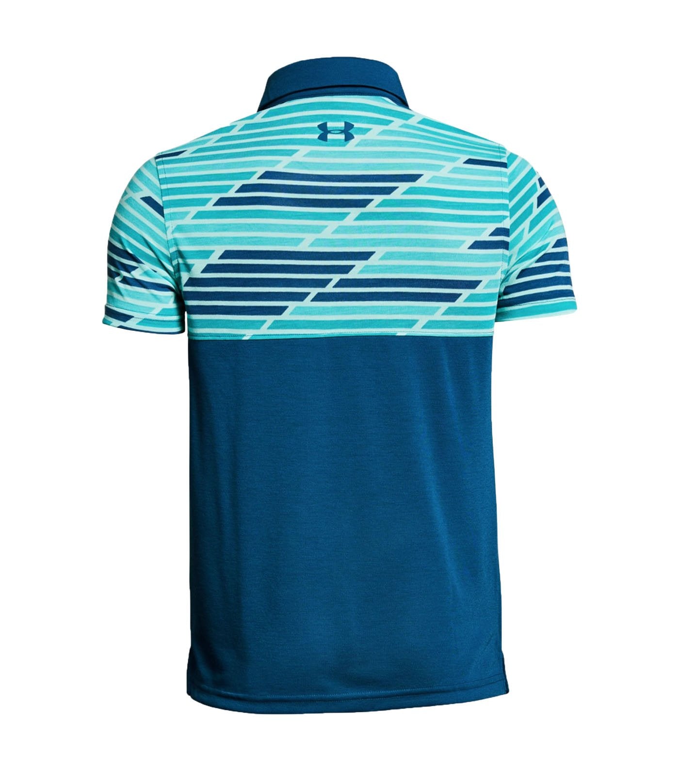 under armour blue boys threadborne blocked polo