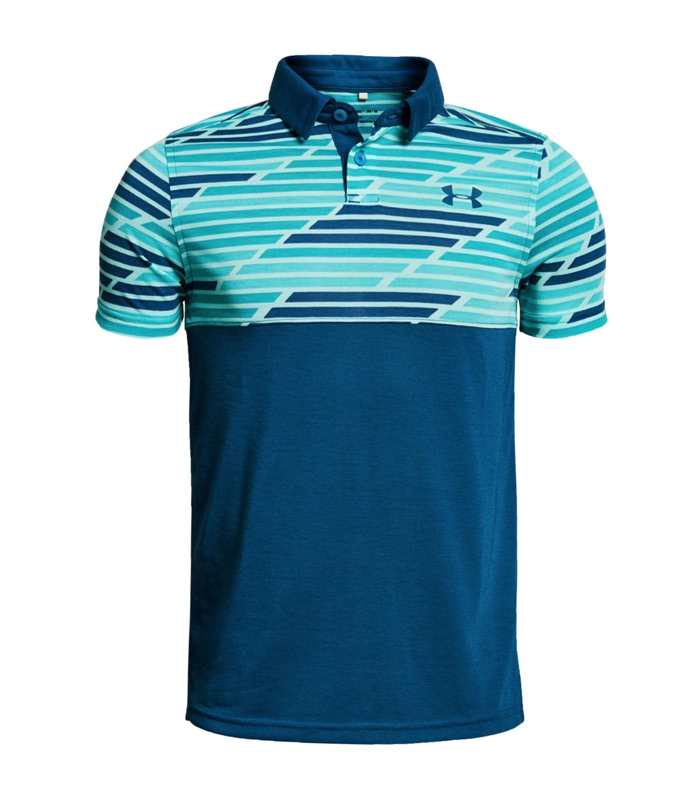 under armour blue boys threadborne blocked polo