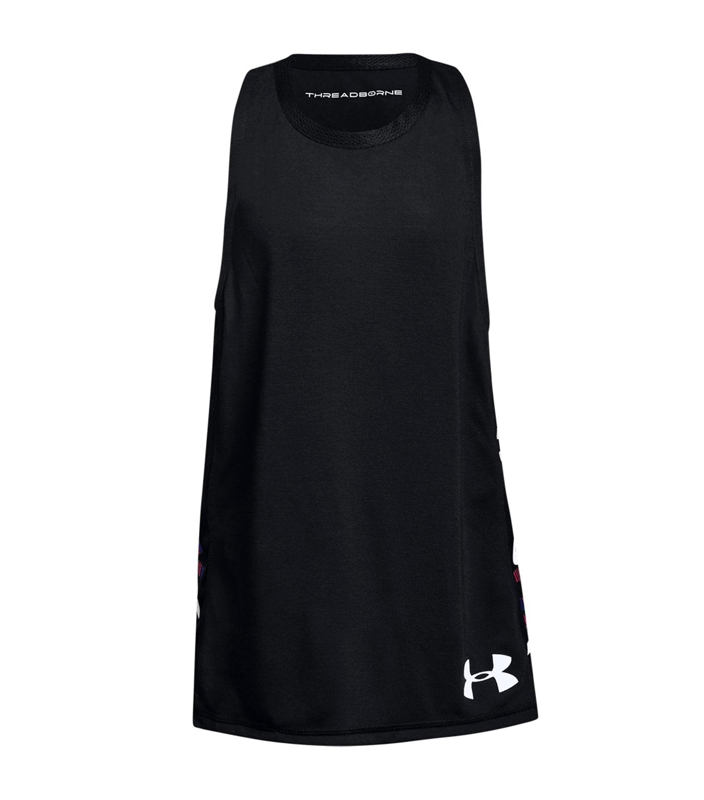  under armour black girls threadborne tank