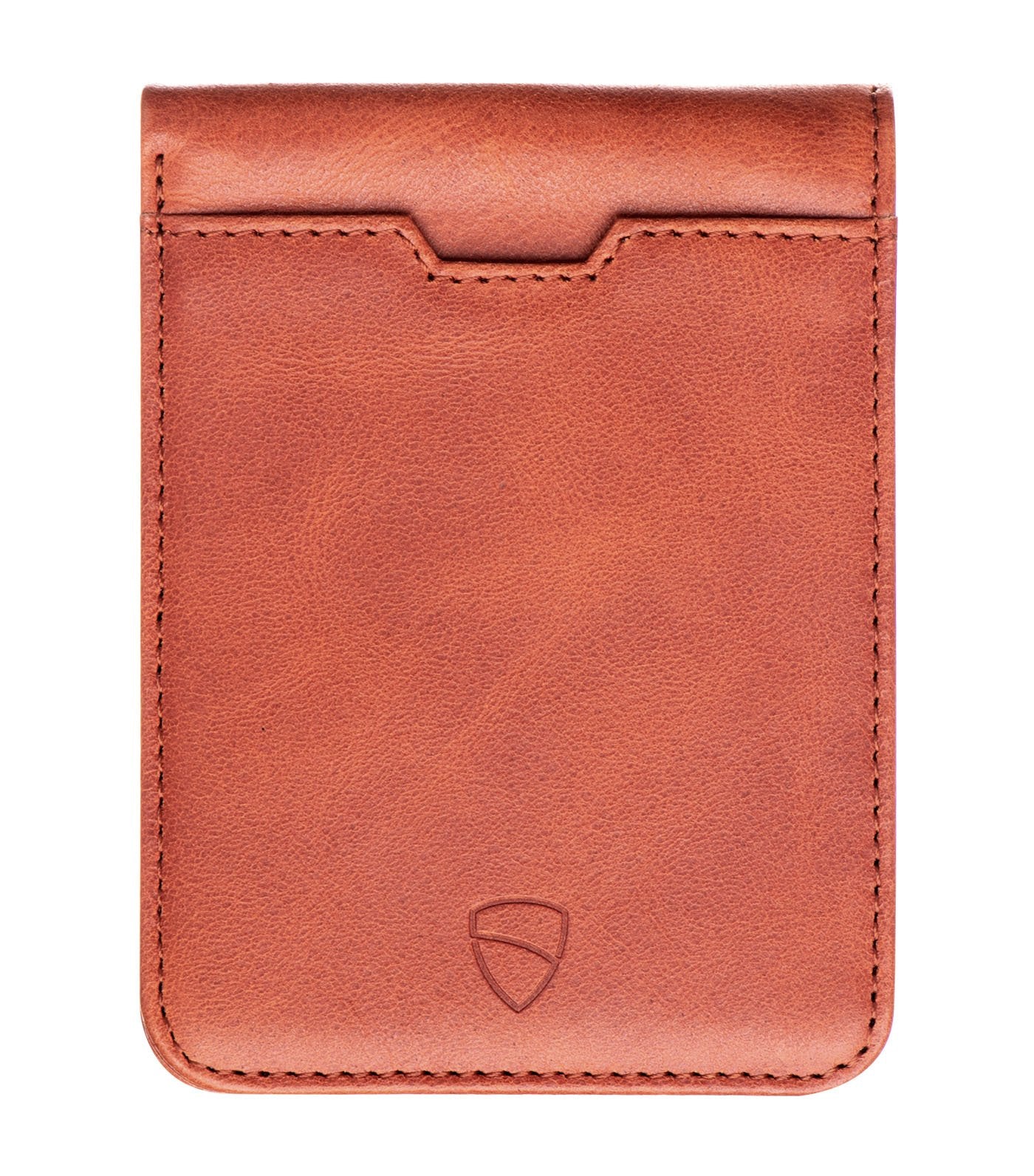 vaultskin manhattan bi-fold rfid wallet cognac