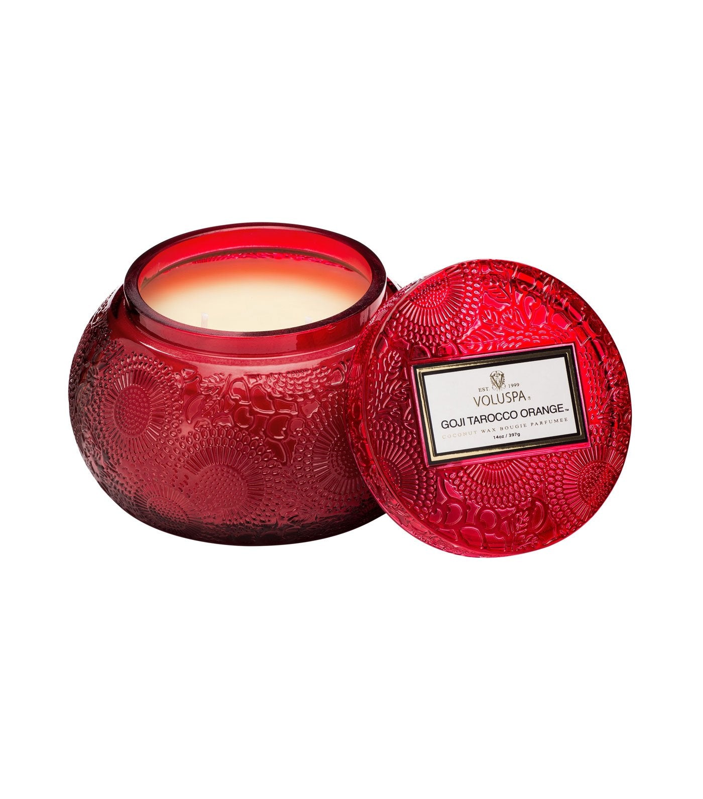 Voluspa Chawan Bowl 2 Wick Embossed Glass Candle