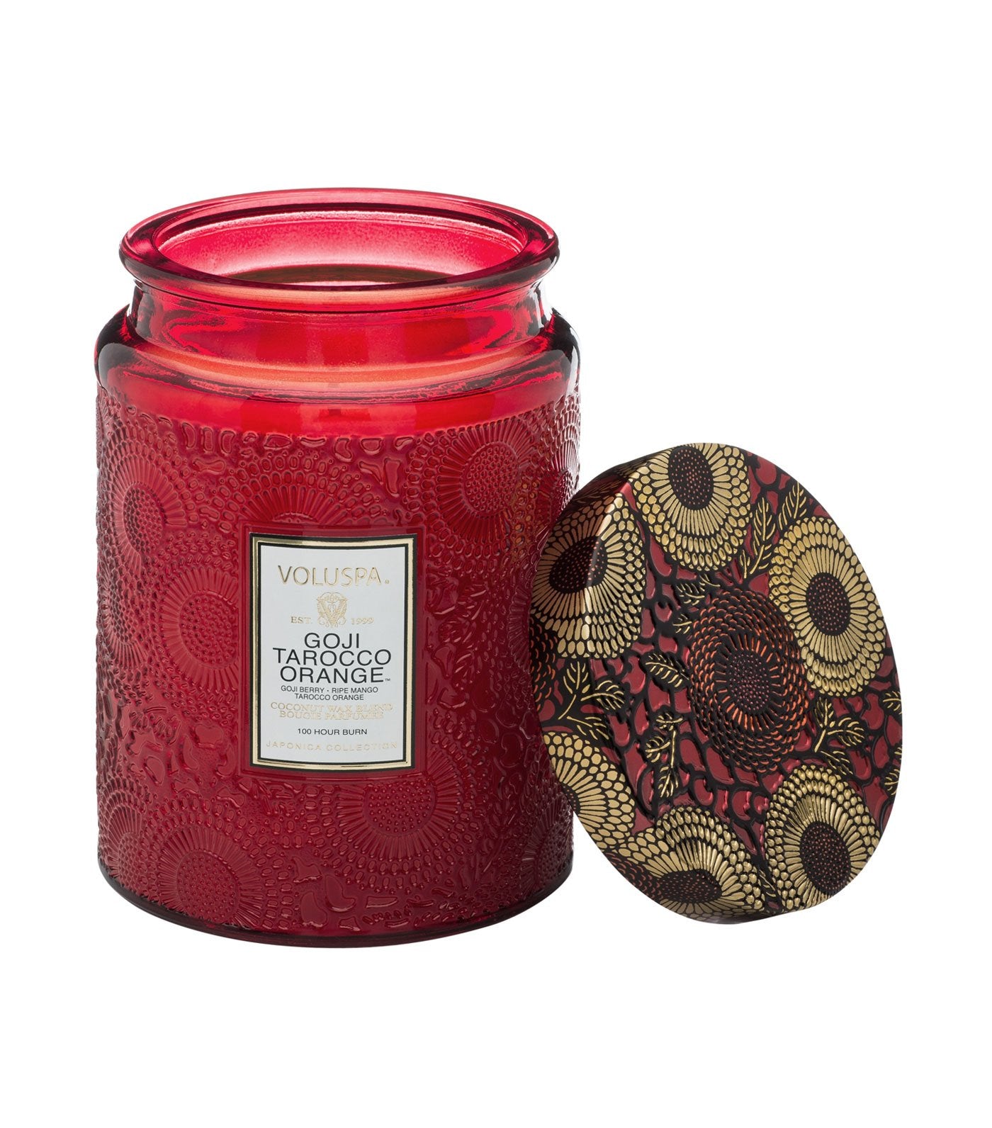 voluspa goji tarocco orange large glass jar candle