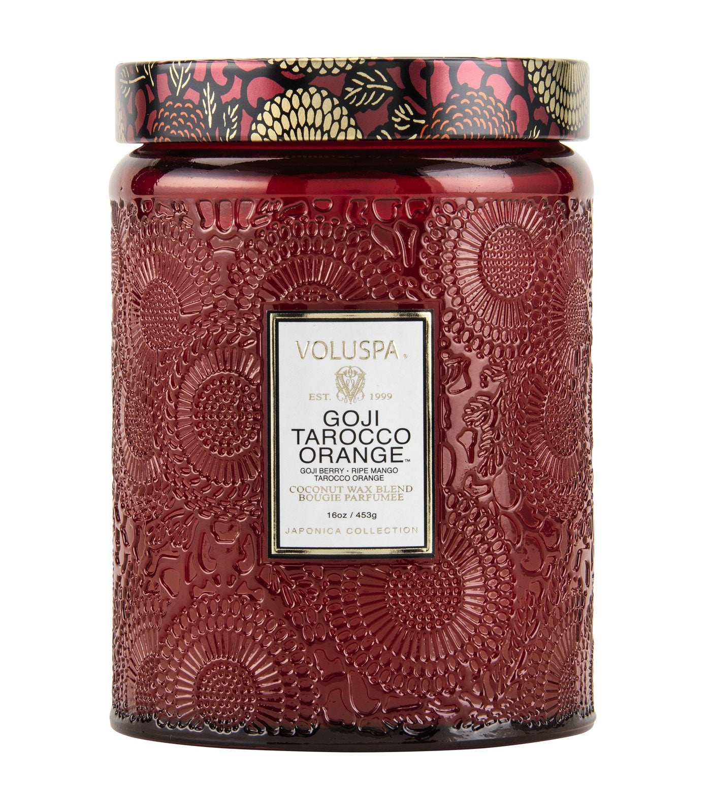 voluspa goji tarocco orange large glass jar candle