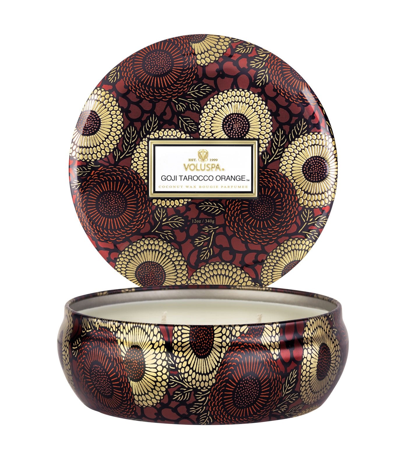 voluspa goji tarocco orange 3 wick decorative tin candle