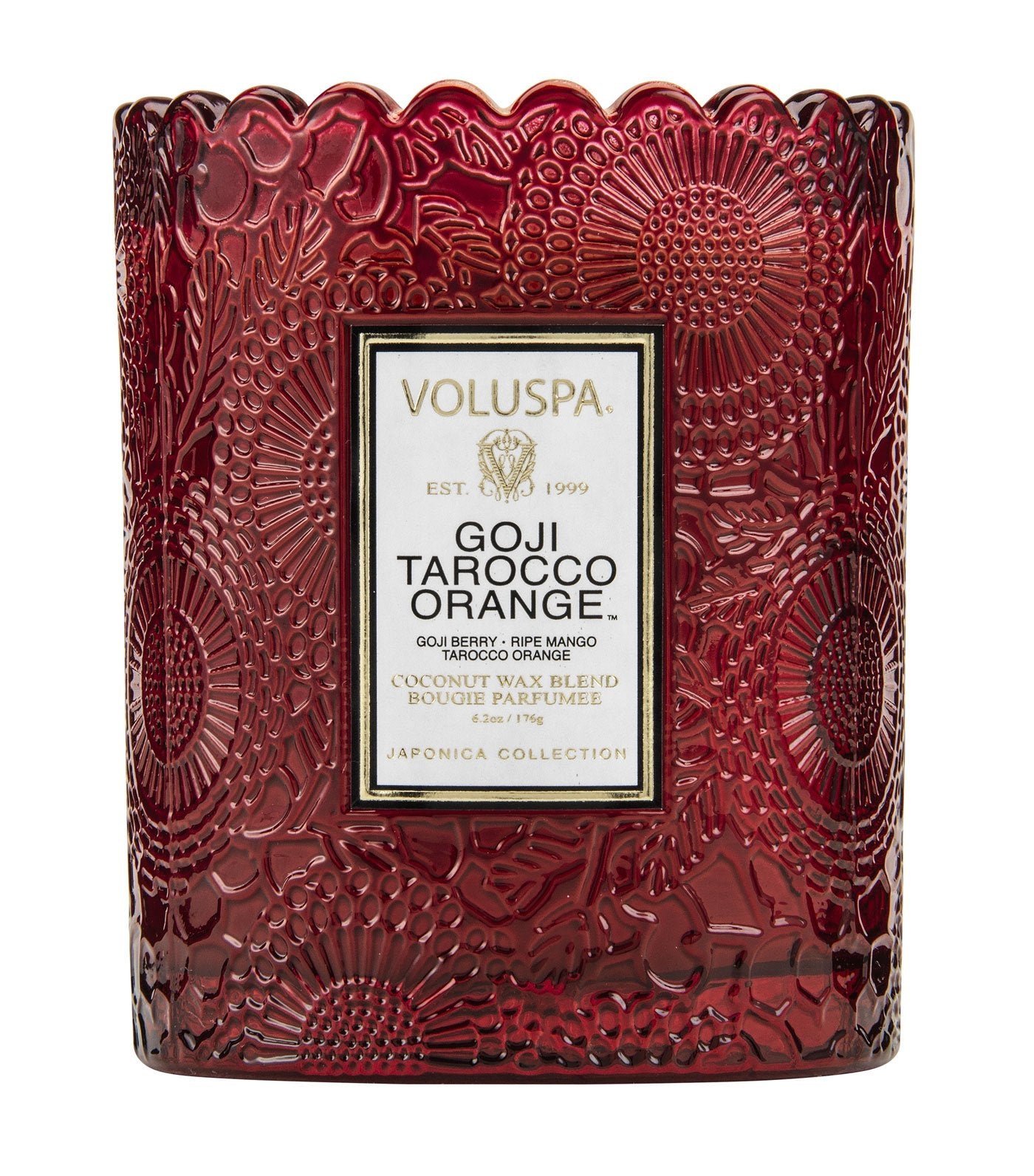 voluspa goji tarocco orange scalloped candle