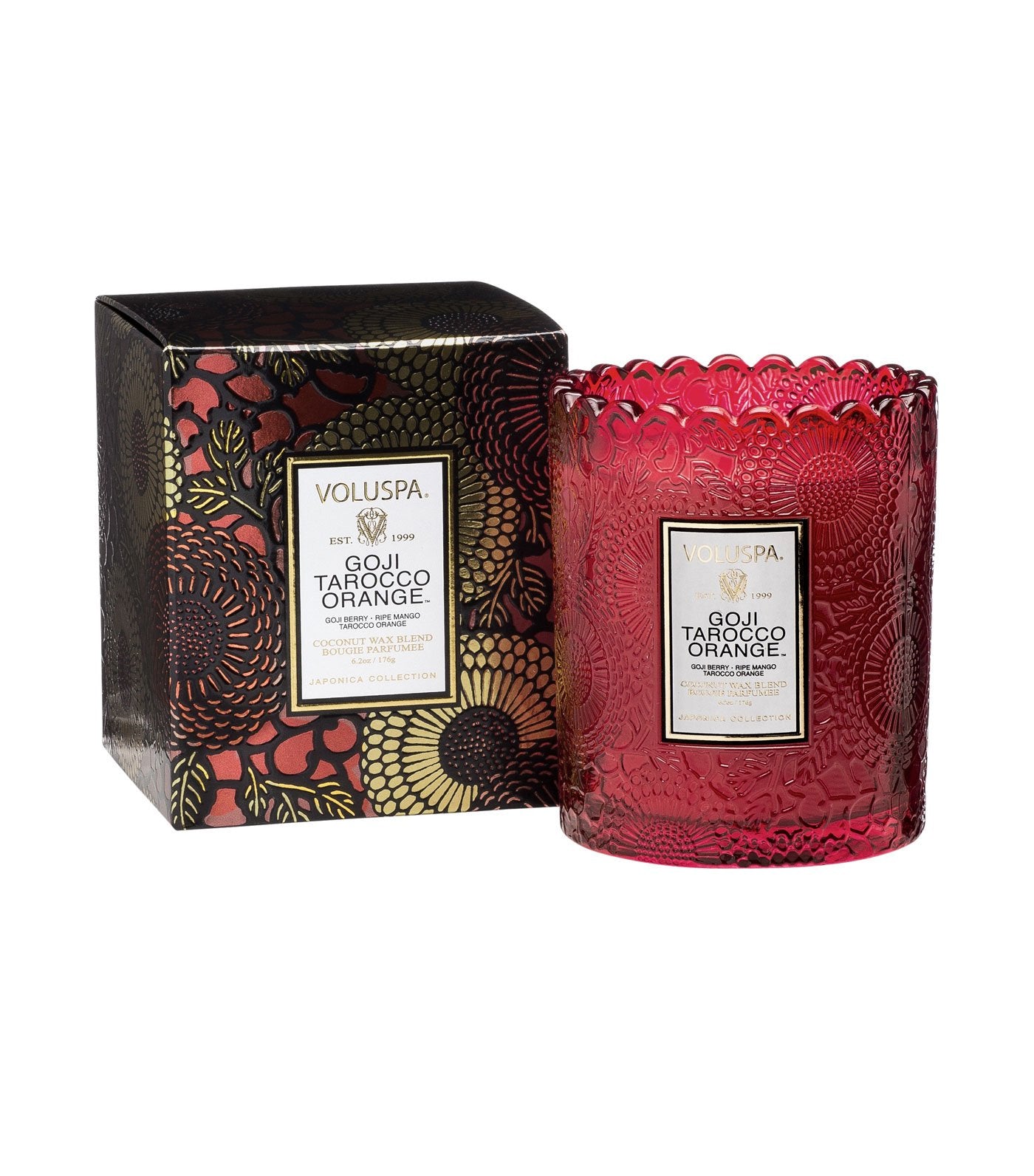 voluspa goji tarocco orange scalloped candle