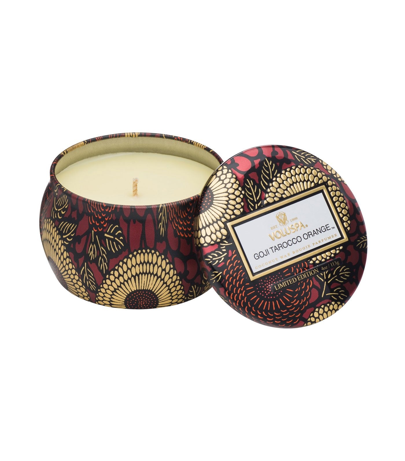 voluspa goji tarocco orange petite decorative tin candle